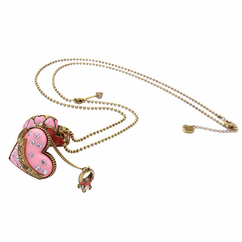Women's Vintage Pink Heart Locket Necklace