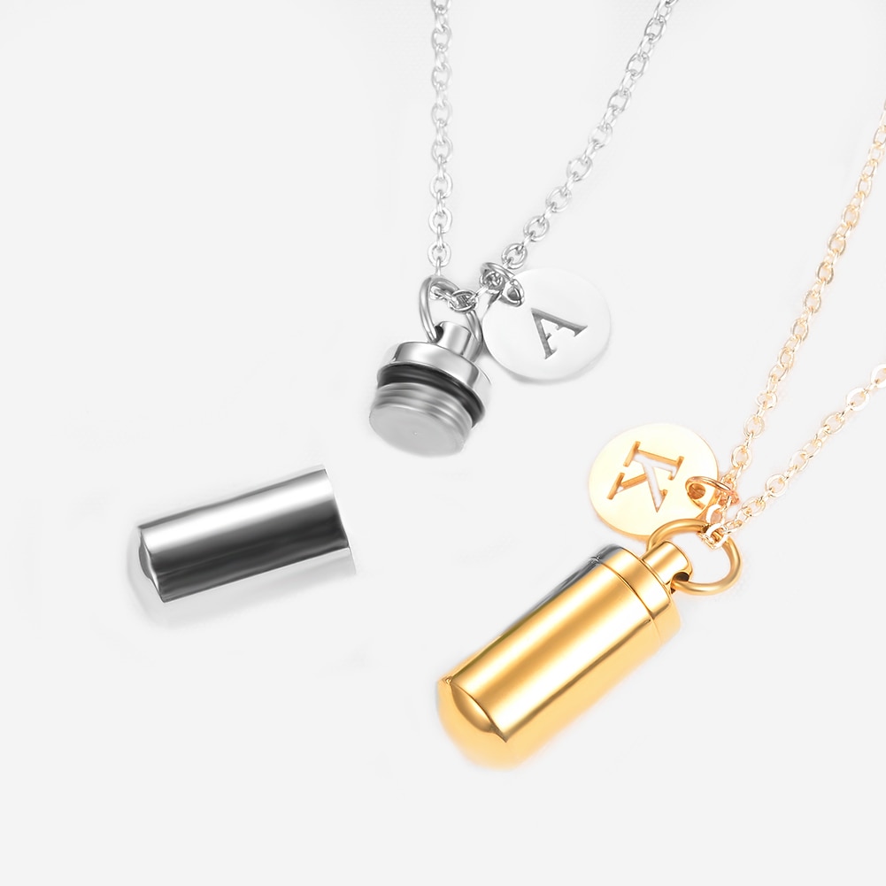 Stainless Steel Memorial Necklace with Letter Engraved Pendant